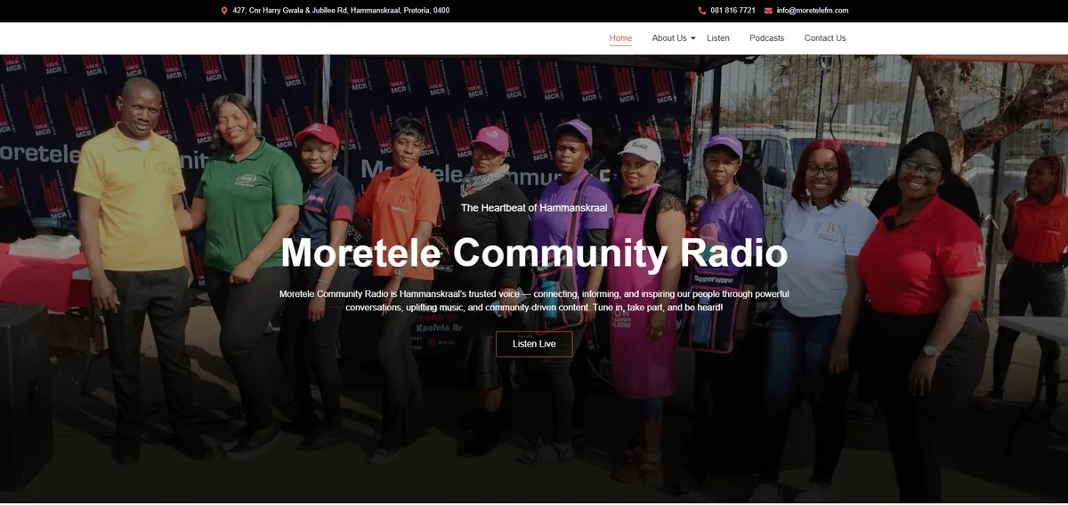 moretelefm.com website, built by Hostking