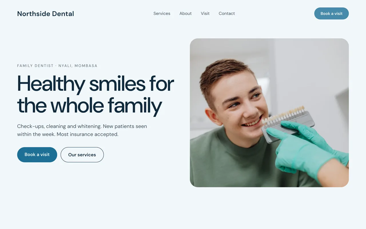A dental clinic website made with the builder